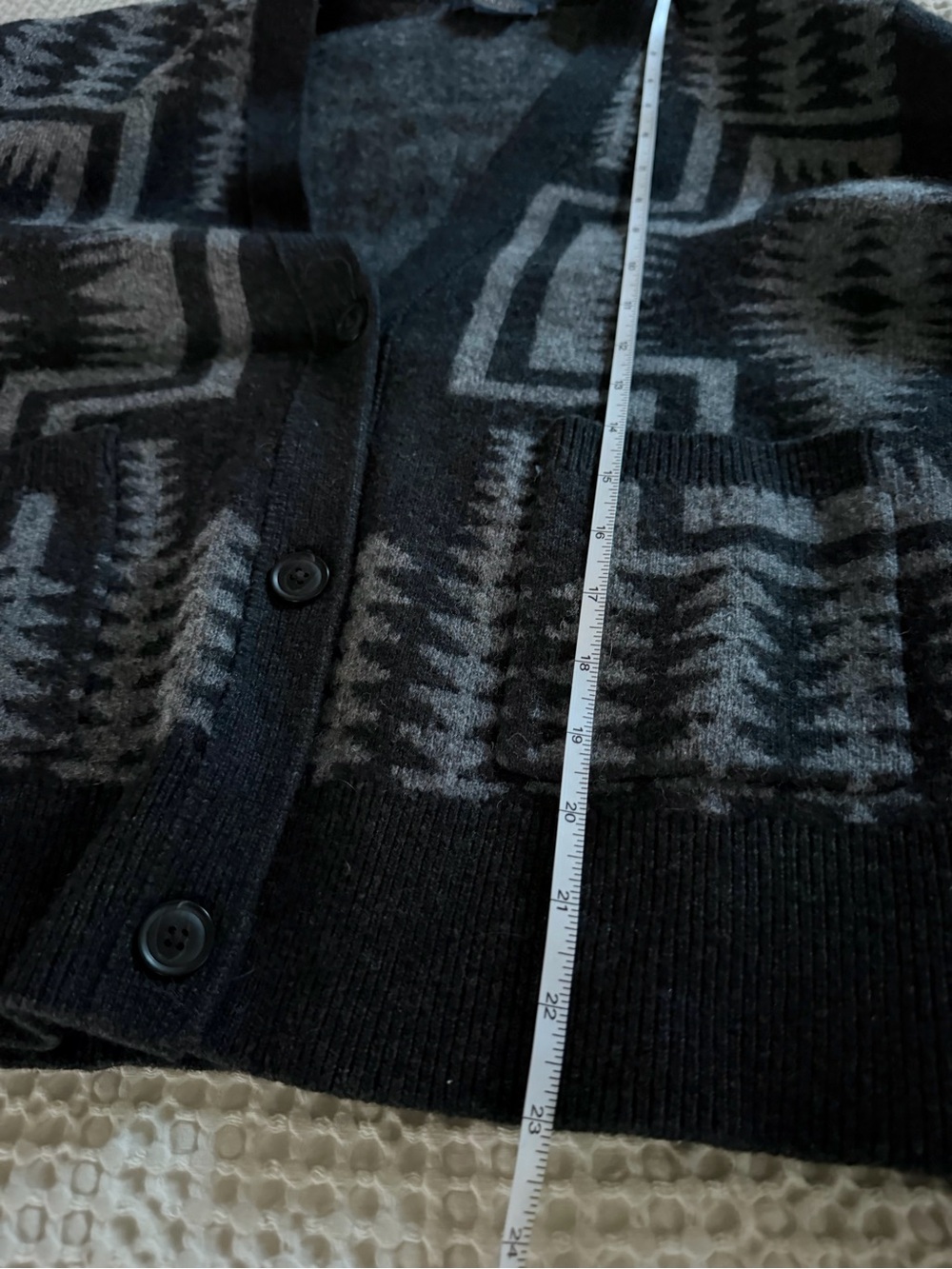 Pendleton Lambswool Southwestern Harding Cardigan Sweater Black Gray S - Picture 10 of 13